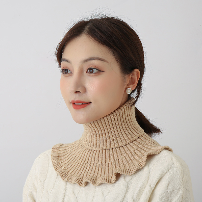 Baja de cabeza para mujeres de otoño y invierno caliente para proteger la columna cervical de color sólido elástico tejido cuello falso suéter cuello alto cuello