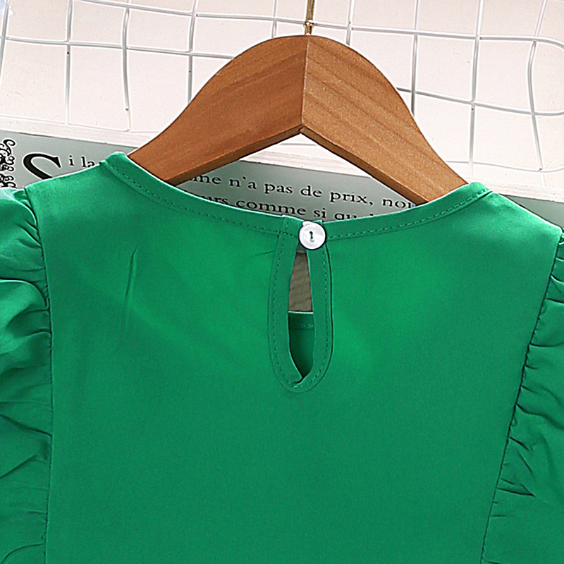 XUANMU 3-14Y Mode Sommer Mädchen Kleidung Set Grün Volle Druck Blume Ärmelloses Shirt + Kurze hosen 2Pcs Anzug Outfit Für kinder X025A_voghion.com