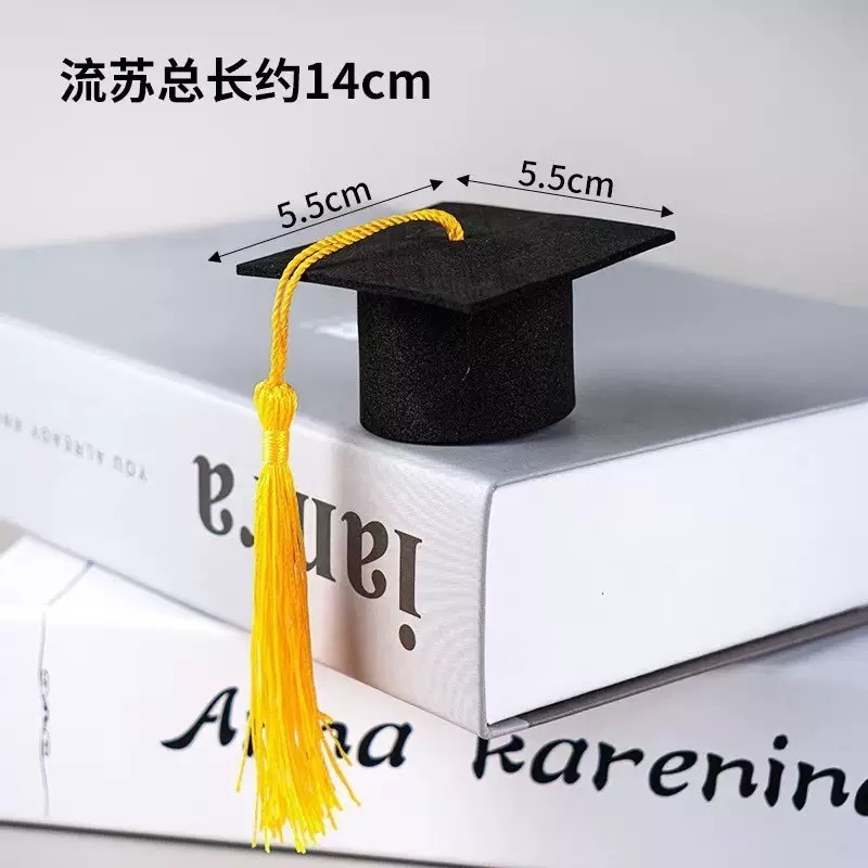 ミニフェルト博士帽 卒業式パーティータッセルブーケ 学士帽人形 ワインボトルデコレーションギフト|undefined
