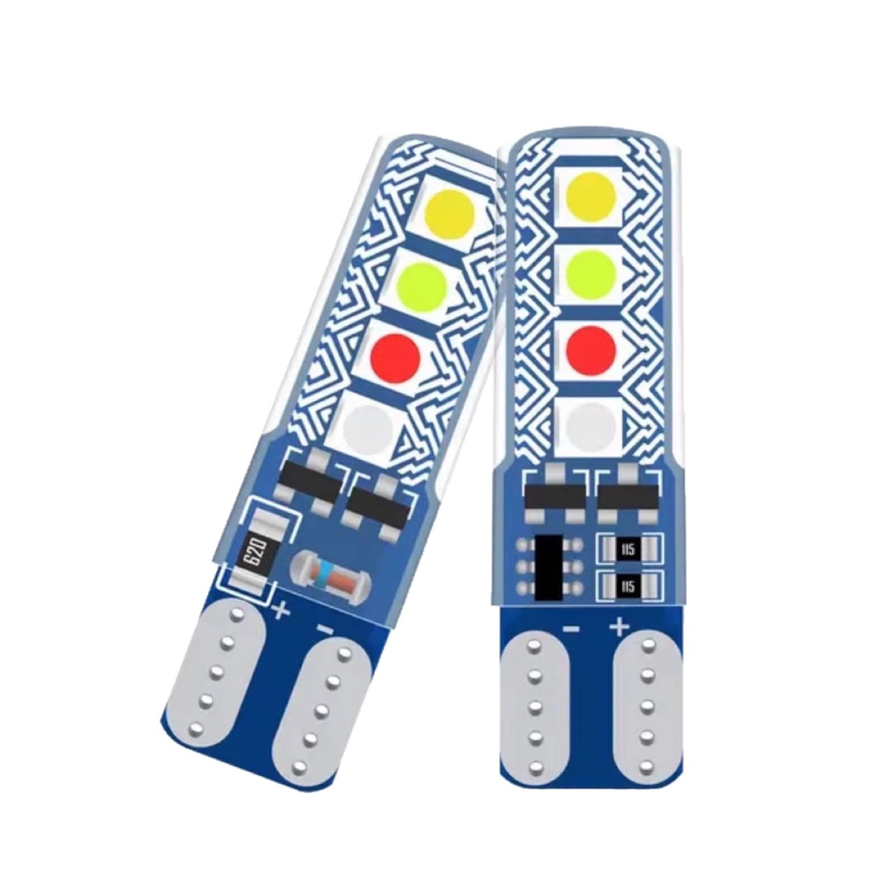 Automóvil LED silicona T10 lámpara de cristal 4 color flujo de agua flash 3030 8SMD conducir luz de ancho de luz de licencia