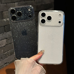 iPhone17promax 高透明グリッター携帯電話ケース Apple 16pm 透明超薄型 15 オールインクルーシブ保護カバーに適しています。