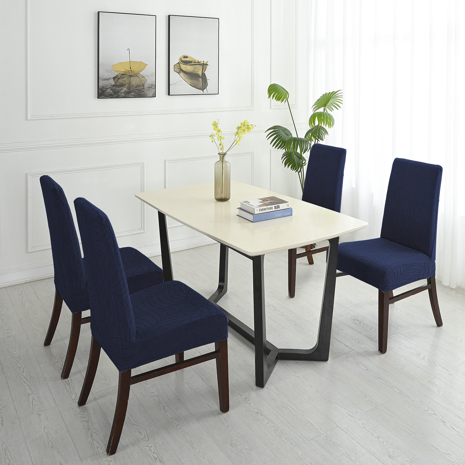 Funda de silla jacquard a prueba de salpicaduras transfronteriza, funda universal para silla de hogar, funda para media silla, funda para taburete regular