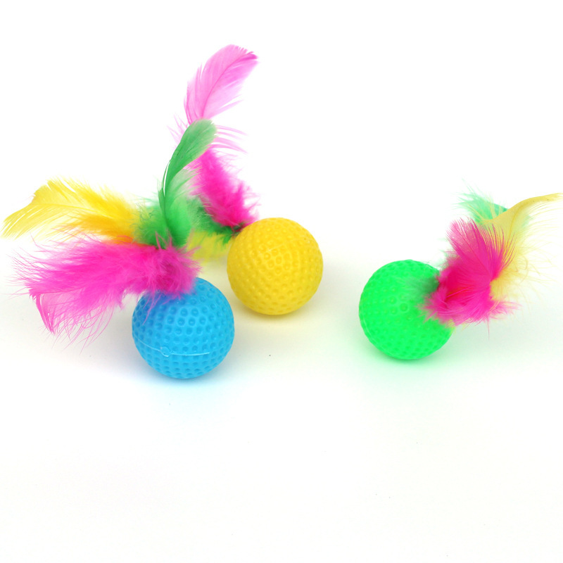 New Cat Self-play Toy Feather Golf Rustling Cat Teasing Ball Pet Supplies Wholesale display picture 2