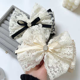 新款雏菊蕾丝蝴蝶结发夹跨境爆款发饰优雅高级女士发卡服饰配饰