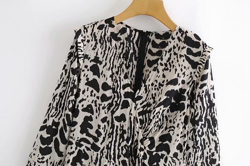 animal print V-neck dress NSAM20643