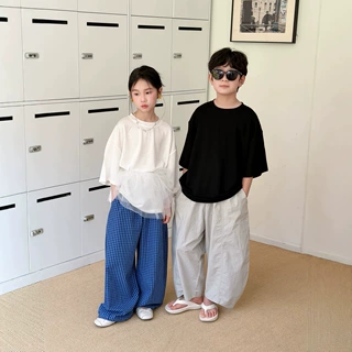 末小蒙童T恤2026夏季男女童韩版纯色短袖儿童圆领休闲多巴胺上衣