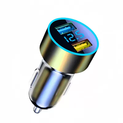 Mobil şarj cihazları: charge with digital display car - opp-bag-two-ports-round-super-31a-super-fast-charging