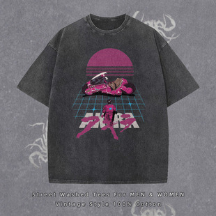 Washed old Amazon independent station foreign trade short sleeve T-shirt unisex men's and women's four seasons foreign trade