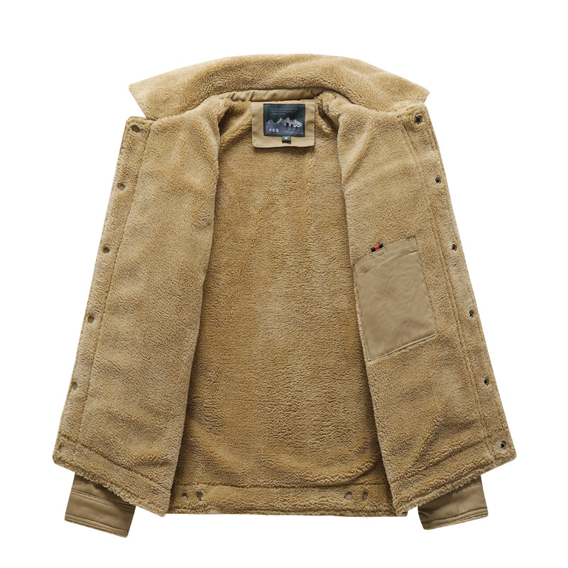 Chaqueta transfronteriza de invierno de hombres de mediana edad y camisa casual delgada de invierno de color sólido chaqueta suelta chaqueta de hombre