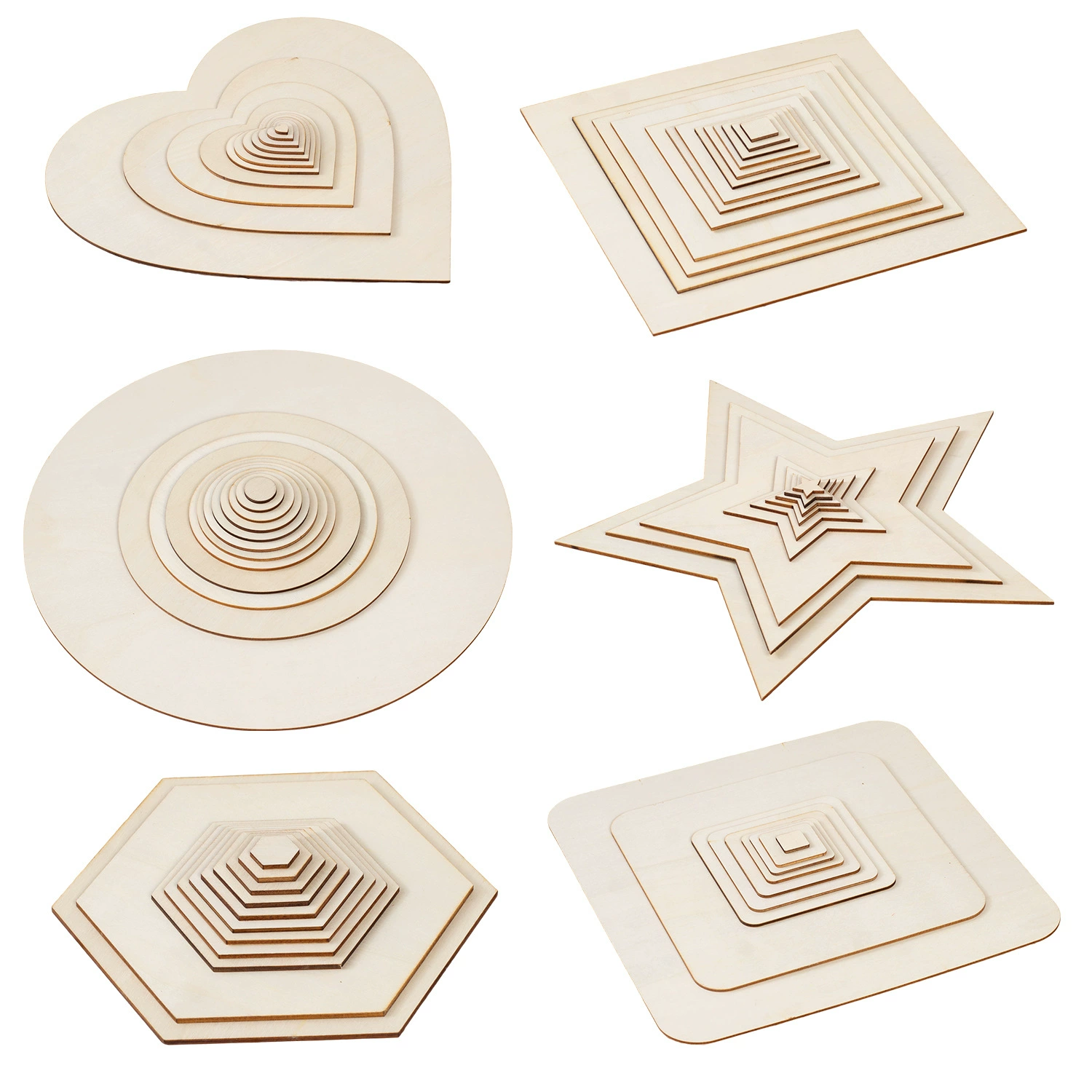 DIY обработка древесной стружки любовь круглая пятиконечная звезда Шестигранная квадратная деревянная лазерная резка деревянная доска Живопись Деревянный круг