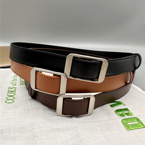 Women's Korean Version Simple and Versatile Student Universal Casual PU Denim Belt for Men, Fashion without Hole, Trendy