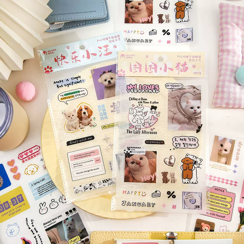 Mr. Paper ПВХ плоские наклейки Сладкие заметки о питомцах серия Корейский милый материал для рукоделия чехол для телефона DIY коллаж