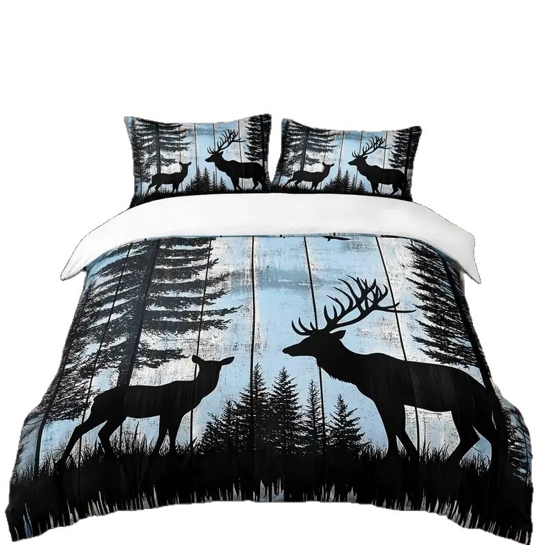 TEMU / JIT transfronterizo colchón colchón kit de ropa de cama impresa digital de ciervo fuente de fabricación puede ser fijado