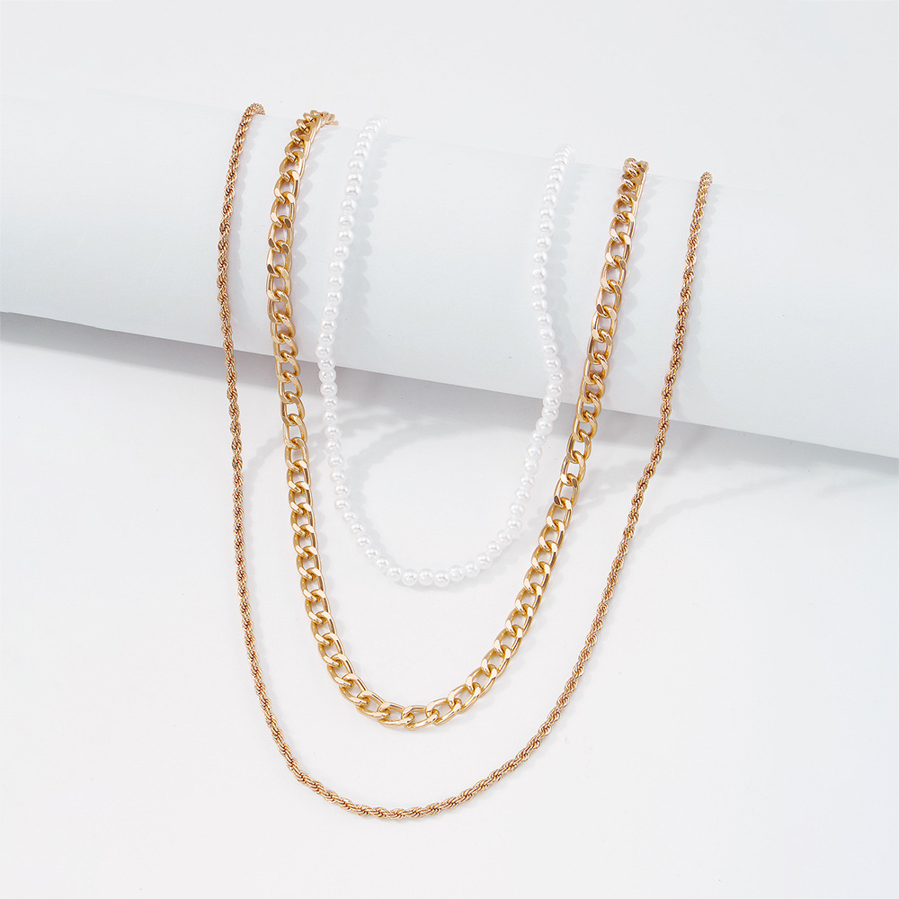 Großhandel Schmuck Perlen Perlen Metallkette Mehrschichtige Halskette Nihaojewelry display picture 8