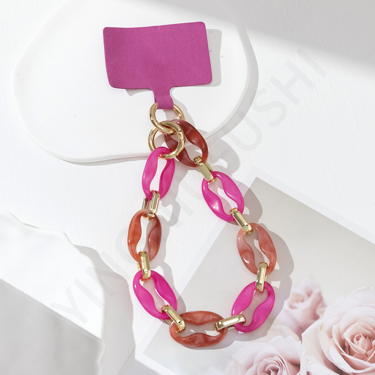 32g Weight Mobile Phone Chain Classification 1 Piece Quantity Alloy Material Oval Pattern Retro, Classic Style Style Retro Classic Style Oval Arylic Alloy Mobile Phone Chain 5