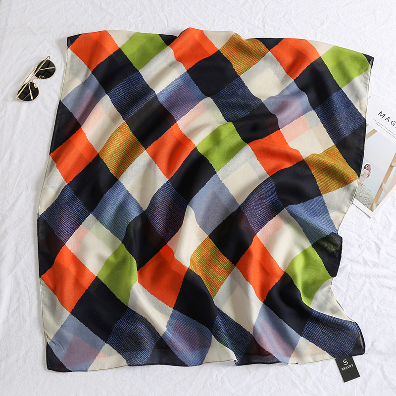 Estilo coreano nuevo rombo colorido verano playa protector solar bufanda dulce Toalla de playa de algodón de lino sensación de aire acondicionado Sala chal