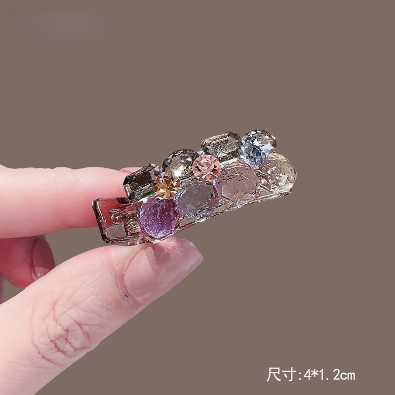 精致彩色水钻发夹女新款侧边刘海夹精致发卡对夹百搭碎发鸭嘴夹子|undefined