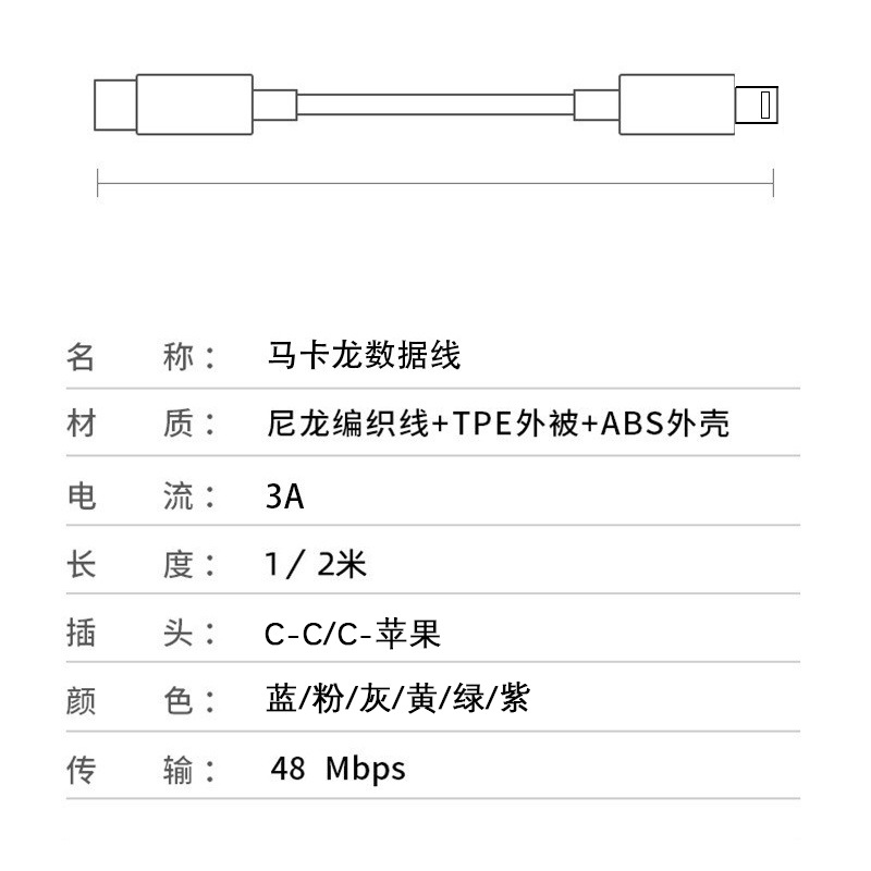 3aマカロン編組はアップルの急速充電データ線typec華為充電線pd20wデータ線卸売りを適用する