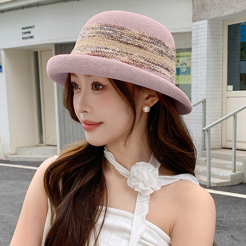 Sombrero de paja con lazo – estilo veraniego, ala ancha, para playa o vacaciones al aire libre