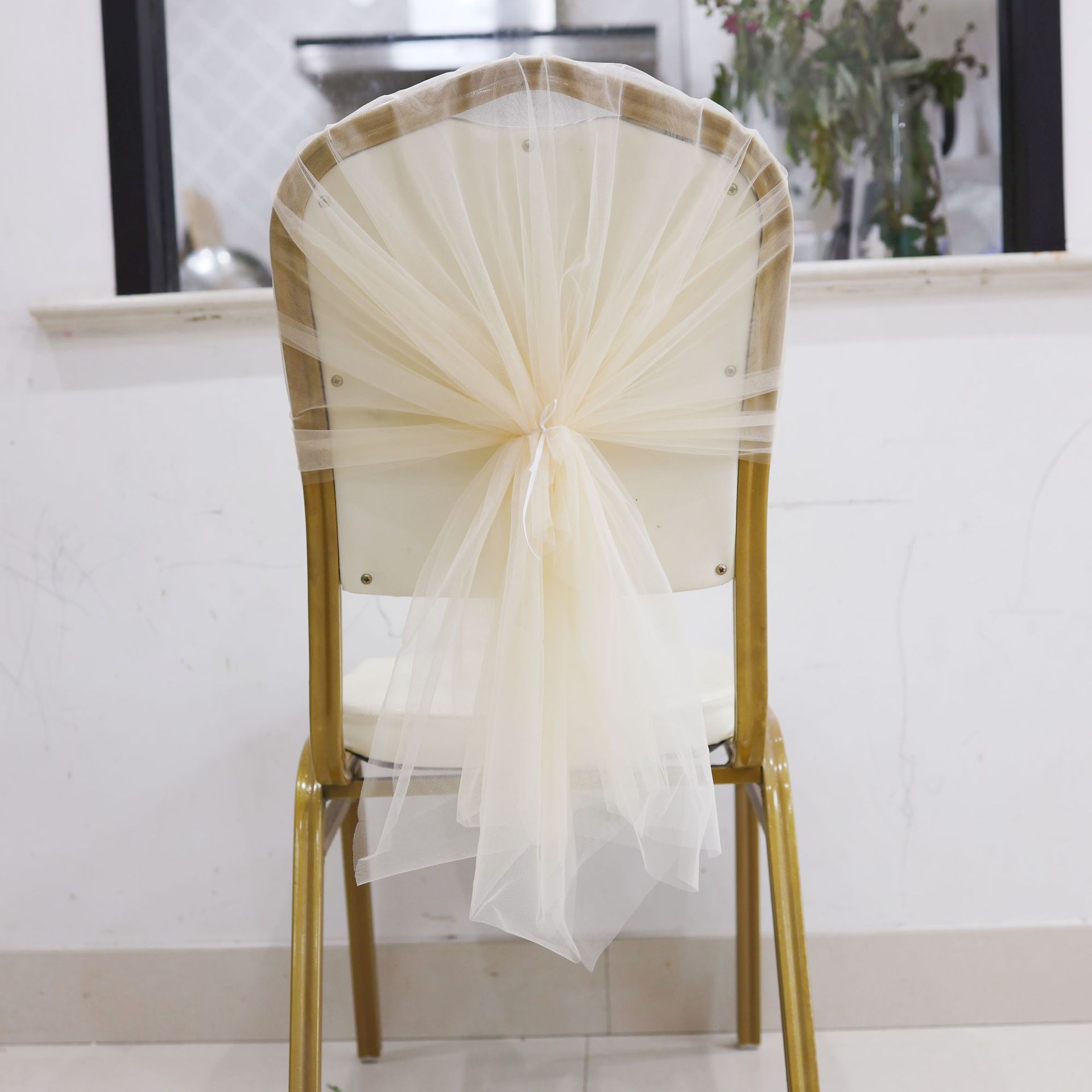 Transfronterizos silla trasera cubierta silla de decoración cintas de tela de banquete