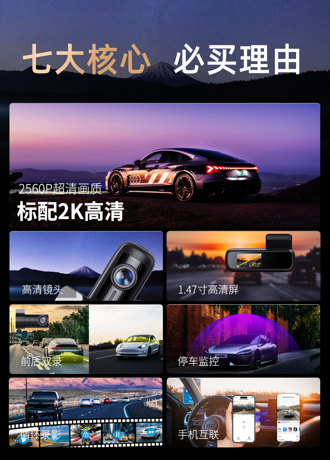 Cross-border private model 4K high-definition dashcam with WIFI for car use, exclusively available for delivery in Vietnam