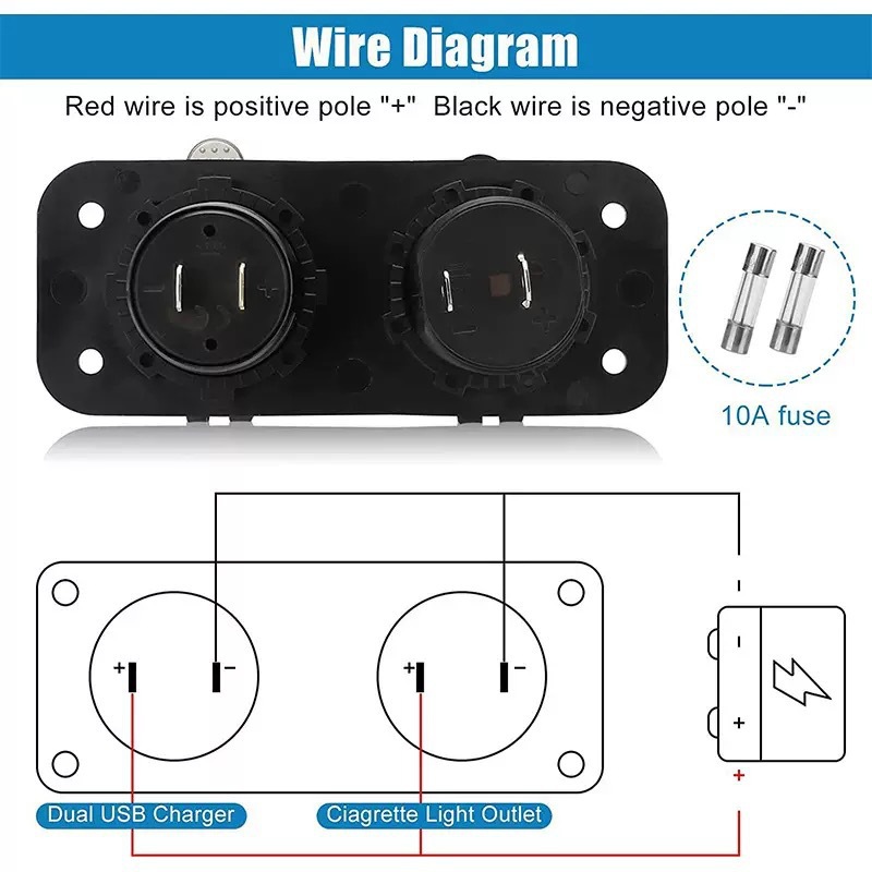 Cross-Border Hot Qc3.0 Modified Car Charger with Switch Two-Hole Fixed Panel Car Cigarette Lighter Socket Charger