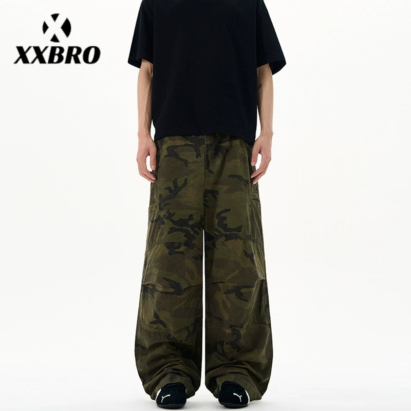 xxbro мужская одежда # Американские модные уличные брюки-карго с камуфляжным принтом, мужские свободные повседневные брюки-десантники