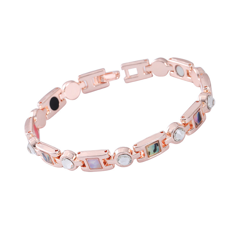 Pulsera Ajustable con Incrustaciones de Diamantes para Mujer, Estilo Europeo y Americano, Retro, Magnética, Ecológica, de Aleación, para Parejas