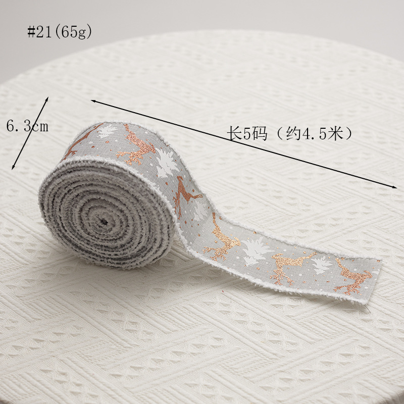 Buscando madera colgante de árbol de Navidad cinta DIY arco material decoración 5cm cinta de Navidad impresión lino