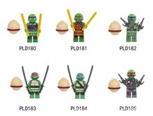 6款忍者神龟动漫系列公仔卡通人物积木男孩益智拼装人偶拼装玩具