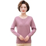 大碼寬松毛衣中老年女裝2024秋冬新款針織衫時尚低圓領長袖媽媽裝，女裝針織衫/毛衣，妃慕昵服飾