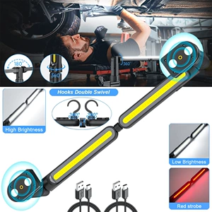 2-in-1 Magnetic Auto Repair Work Light, COB Rechargeable Long Strip Inspection Light, Hanging Hood Repair Light