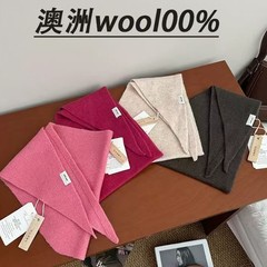 高品质100%纯羊毛秋冬针织三角巾女多功能百搭小围巾保暖护颈披肩