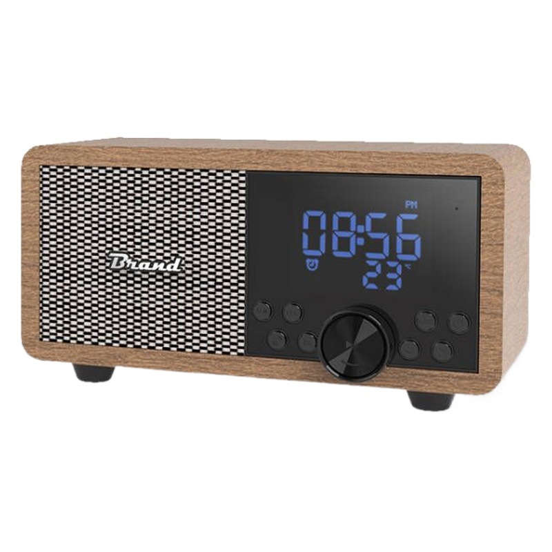 Nuevo FM radio inalámbrico de madera Bluetooth audio subwoofer pequeño altavoz reloj tarjeta retro Bluetooth altavoz