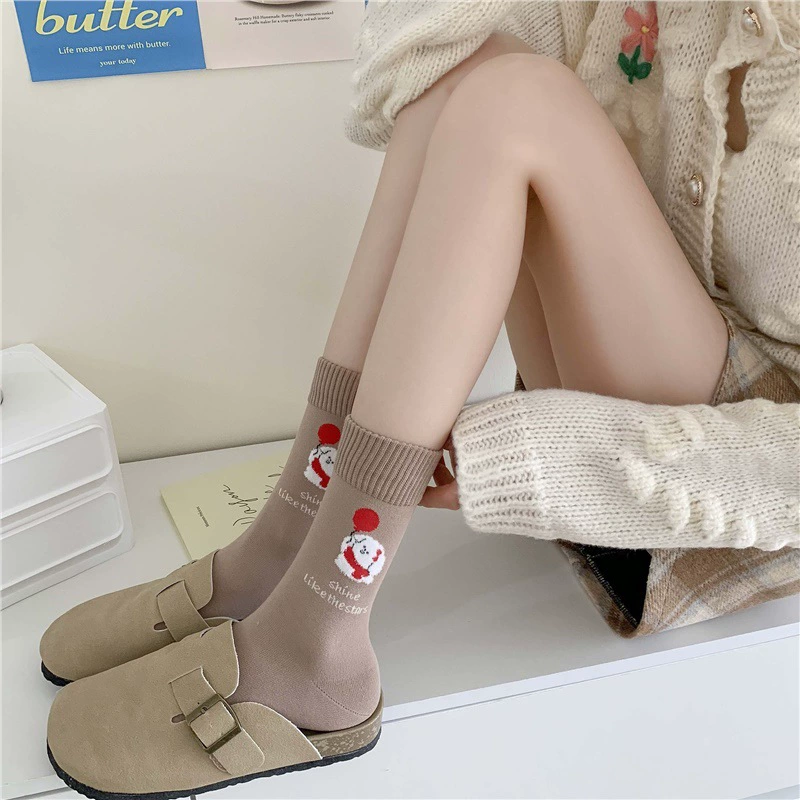 Японский мультяшный бархат demi-season knee socks, середина длины