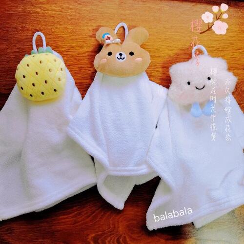 Water-absorbent quick-drying kitchen towels and bath towels, Bear Pineapple Square Scarf, Baby Hand Towels, Cloud Hanger, Coral Velvet