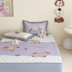 Korean Cute Washable Class a Ice Silk Mat and Fitted Sheet Classy Wild Fun Cartoon Summer Three-Piece Set