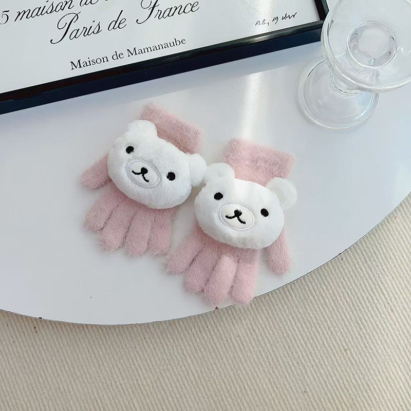 Guantes para niños de invierno niñas de peluche niños, niños y niñas, guantes de cinco dedos para estudiantes de escritura caliente a prueba de frío dibujos animados pueden