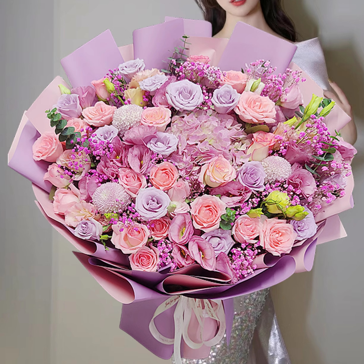 [사랑의 선물] 핑크 수국 + 다이애나 장미 꽃다발