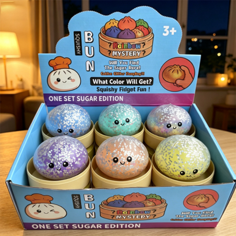 Five-pointed star explosion bead buns 8.5cm-single random [take 12 pieces with display box]