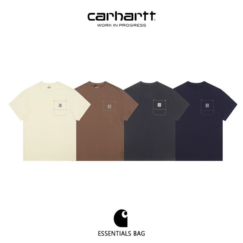 Carhartt Summer Stitched Pocket Short-Sleeve Workwear Loose-Fit Unisex Couple T-Shirt Heavy-Duty Pure Cotton Carhartt Summer Stitched Pocket Short-Sleeve Workwear Loose-Fit Unisex Couple T-Shirt Heavy-Duty Pure Cotton