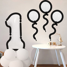 跨境 漫画风32寸黑白数字铝膜气球立柱套装儿童周岁生日派对装饰