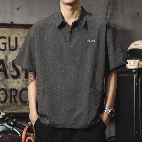 Summer Men's Fashion Trend Comfy American Retro Short Sleeve Polo Shirt