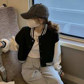 撞色棒球服外套女2025新款秋季设计感小众宽松休闲学生上衣服女潮