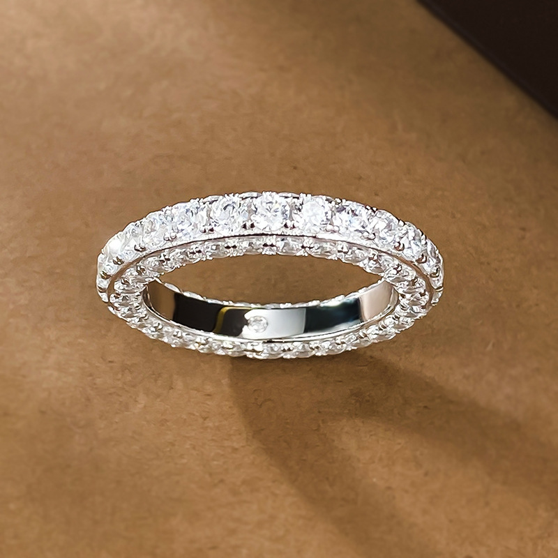 4g Weight Zircon Inlay Material Rings Classification Daily Occasion Sterling Silver Material Geometric Pattern Women's Gender Plating Design Casual, Elegant Style Sterling Silver Geometric Zircon Rings 8