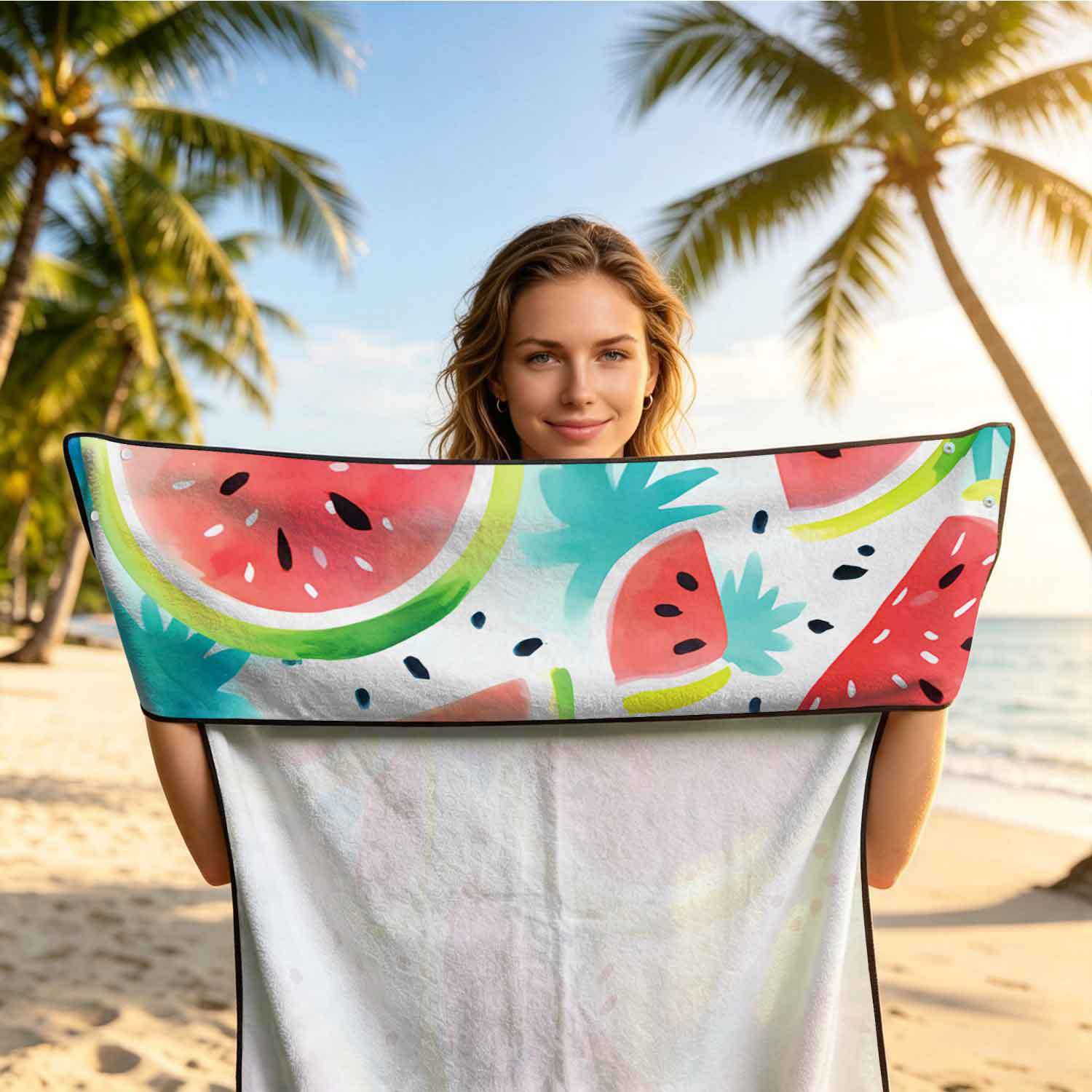 Printed bath towel and car seat cover 2-in-1, ultra-fine fiber outdoor beach and car dual-use universal seat cushion