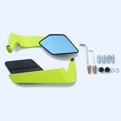 Motorcycle rearview mirror, New Colorful Fixed-Wing Motorcycle - yellow-black-mirror-shell-blue-mirror