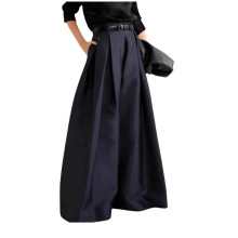 跨境女式夏装暗黑拼接裙裤阔腿西裤坠感武士裤复古拖地休闲长裤