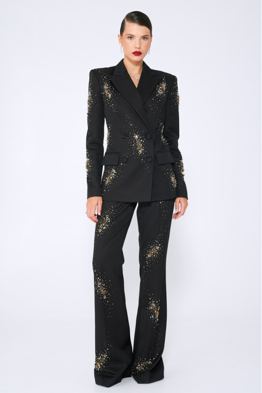 Women's Clothing In stock 2024 celebrity fashion new heavy beaded hot diamond suit jacket trousers suit two piece suit_voghion.com