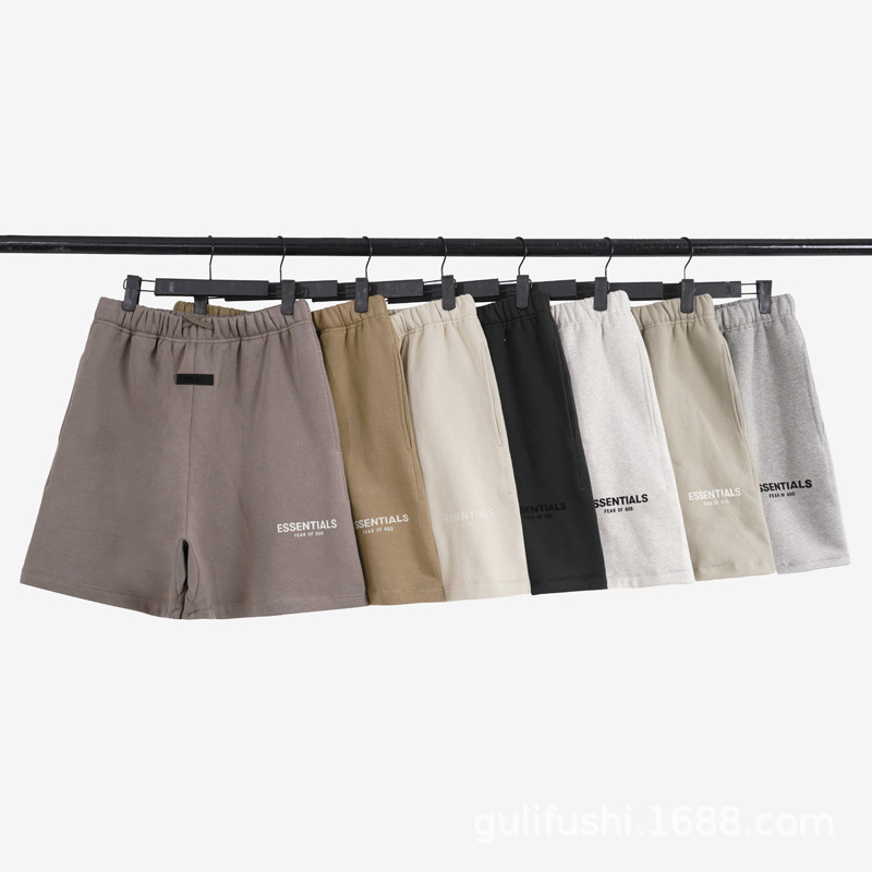 FOG ESSENTIALS Line Cotton Casual Flocking Shorts Sports Pants Couple High Street Shorts Men's